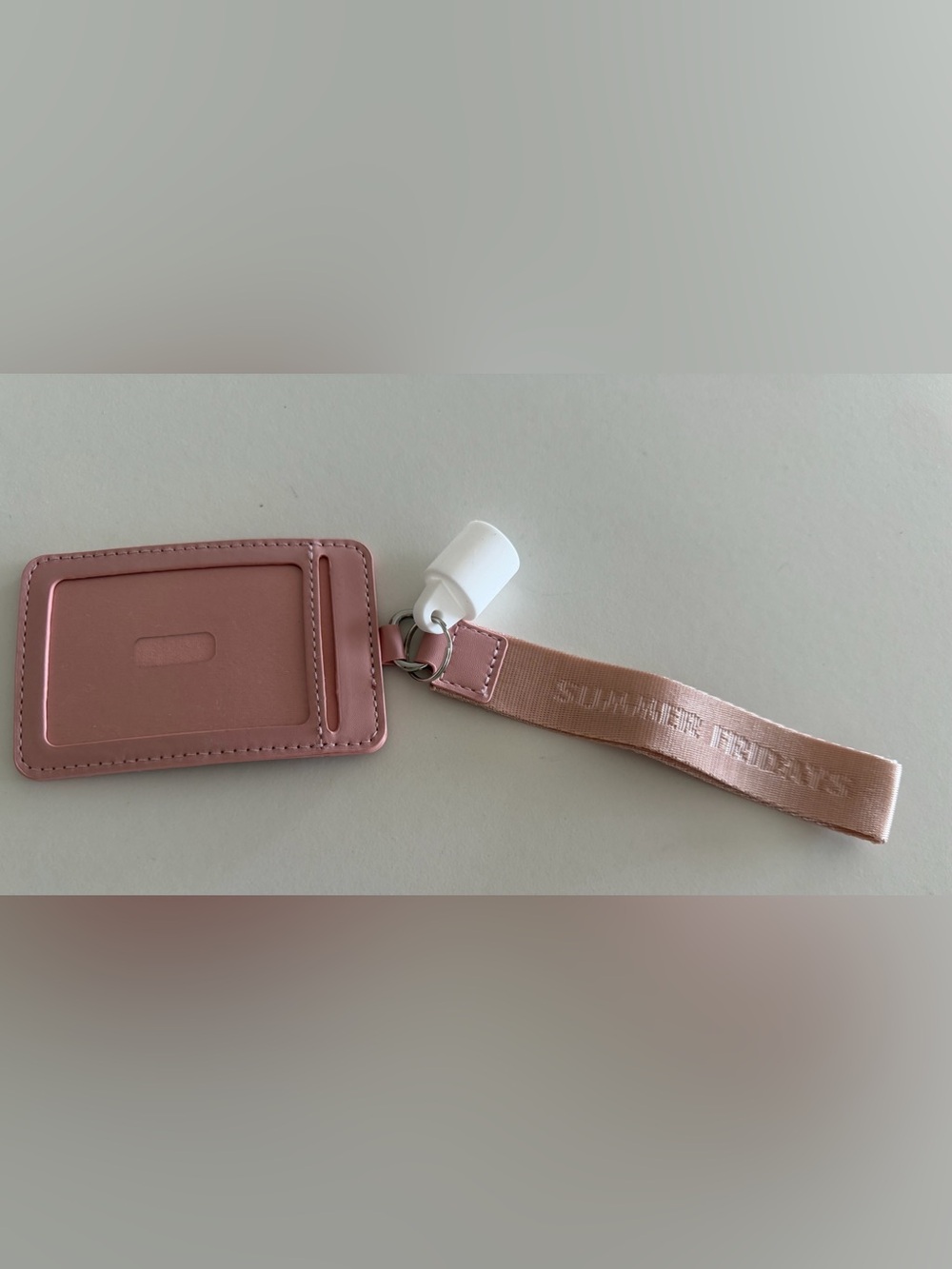 Summer Fridays Rose Pink Lanyard Card Holder And Lipgloss Holder & Stickers